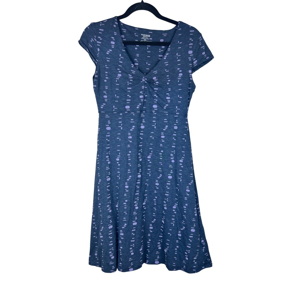 Toad&Co Rosemarie Dress Blue Purple Abstract Dot Organic Cotton Tencel Small